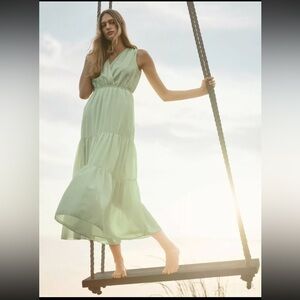 Banana Republic Cotton-TENCEL Maxi Dress, Honeydew SIZE XS